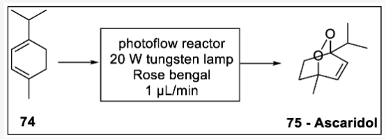 Scheme 22.ascaridol的合成：74 - L-萜品烯，75-殺螨醇。
